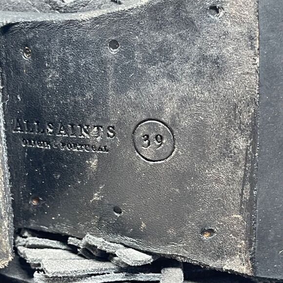 AllSaints Boots Womens 39 US 8.5 Gray Suede Fringe Rustic Look Ankle Bonny West - Picture 15 of 16